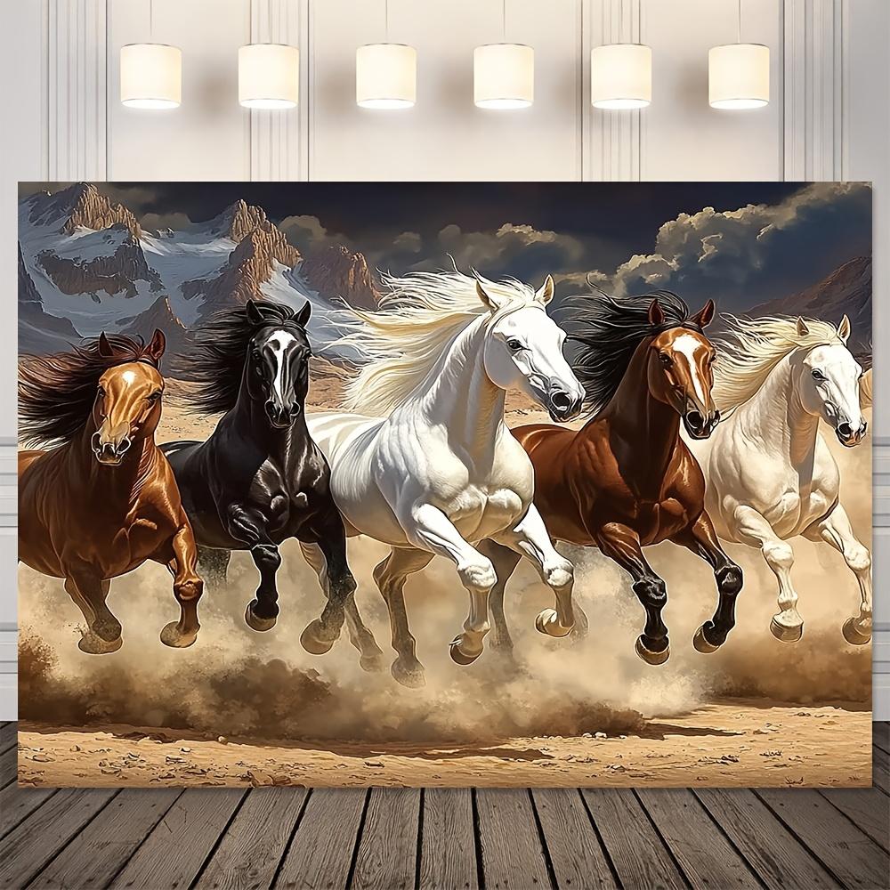 One Piece, a Fabric of a Galloping Horse, Made of Durable Polyester Material, Is Highly Suitable for Doors, Walls and Yards.