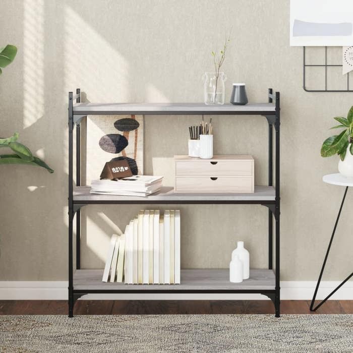 VidaXL Bibliothèque 3 niveaux sonoma gris 80x30x86cm bois d'ingénierie 837670