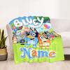Bluey Family Adventure Customize Text Blanket Cozy Personalized Blanket Durable Comfort Perfect for Couch Home Decor Nap Picnics