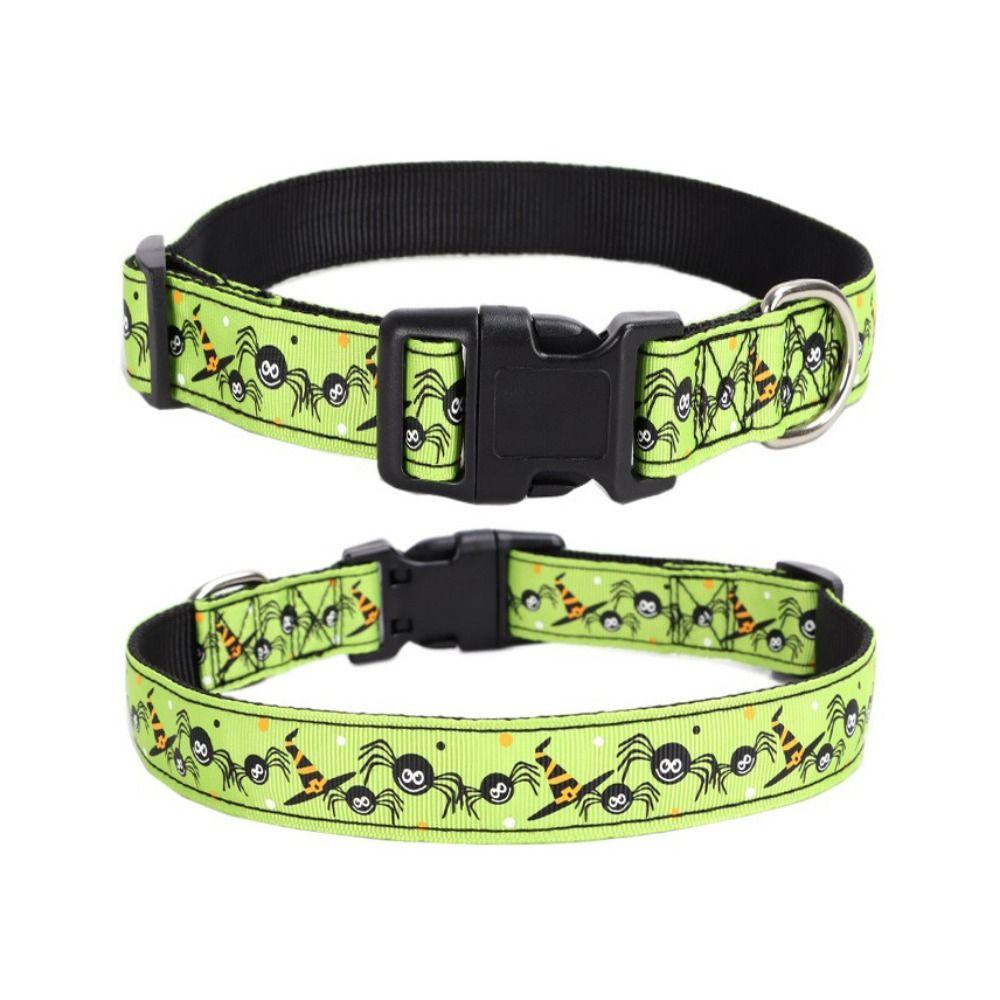 Adjustable Pet Pumpkin Skull Collar Quick Release Dog Traction Rope  for Dogs Cats