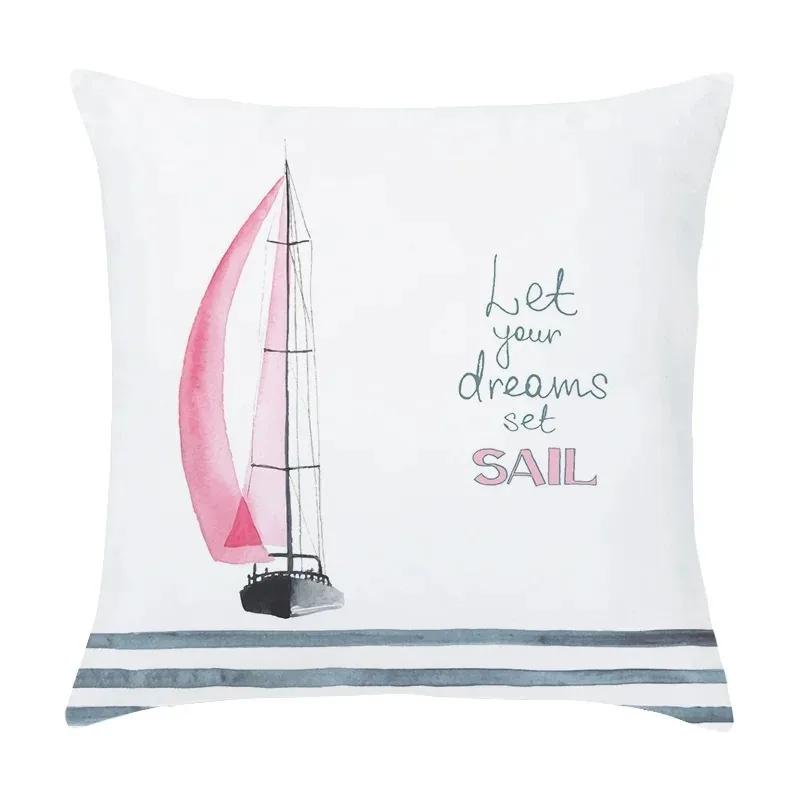 Luxury Home Decor Pillow Cover Living Room Sofa Cushion Cover Cartoon Nautical Hot Air Balloon Lighthouse Pattern Cushion Cover