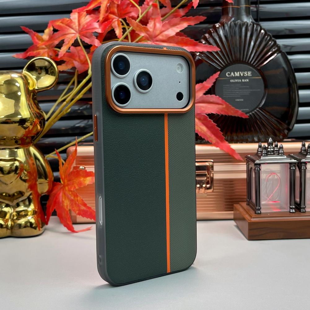 Three-color Leather Patchwork with Magsafe Magnetic Ring Case For iPhone 17 Pro Max 17 Pro Air 16 Pro 15 14 Lens Protect Cover
