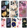 Soft Phone Case For iPhone 17 Air 16E 16 11 15 14 Pro MAX 12 13 7 8 Plus SE Easter Cover Protection Ink Wash Painting Flower