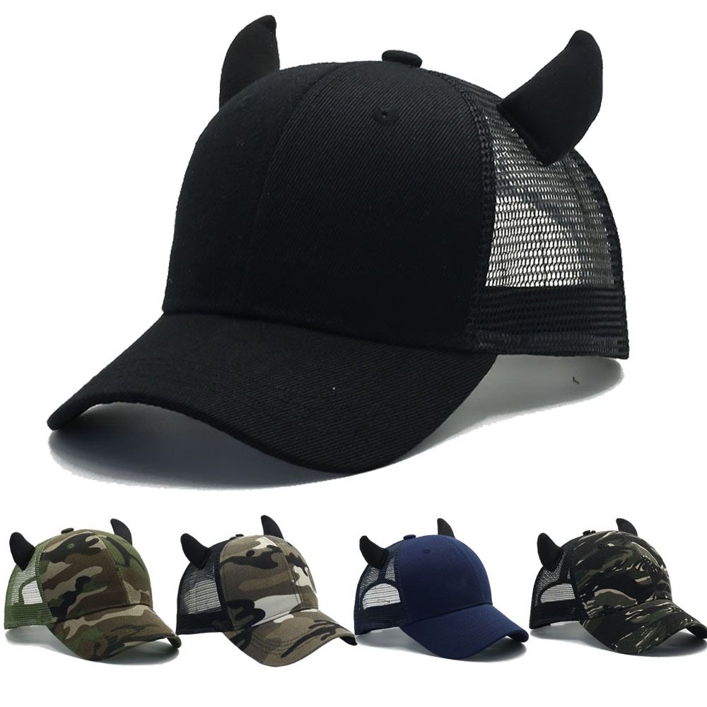 Breathable Ox Horn Baseball Cap Sun-proof Baseball Hats Casual Sport Trucker Hat Cosplay