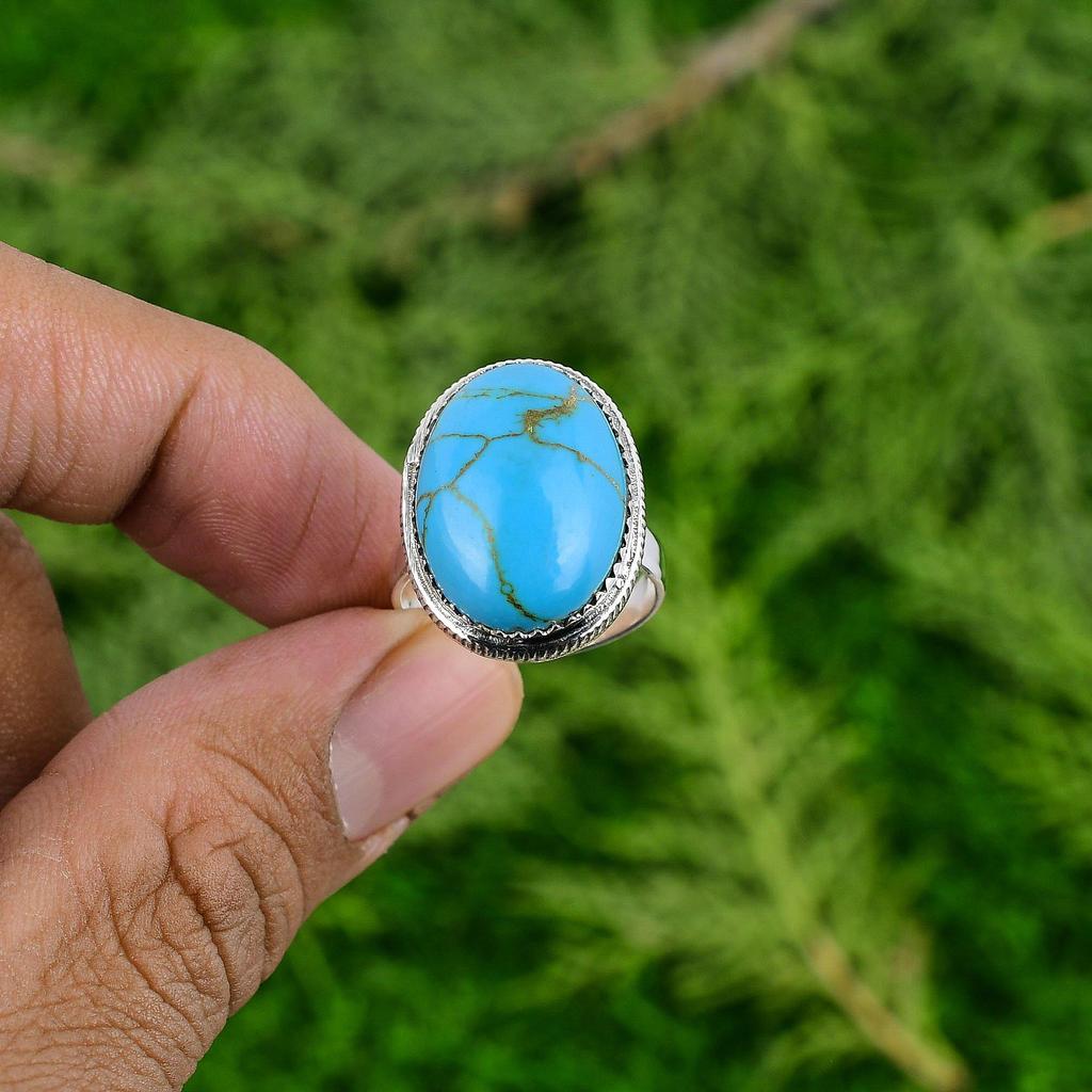Mothers day Deal Sterling Silver Copper Arizona Turquoise Stone Promise New Ring