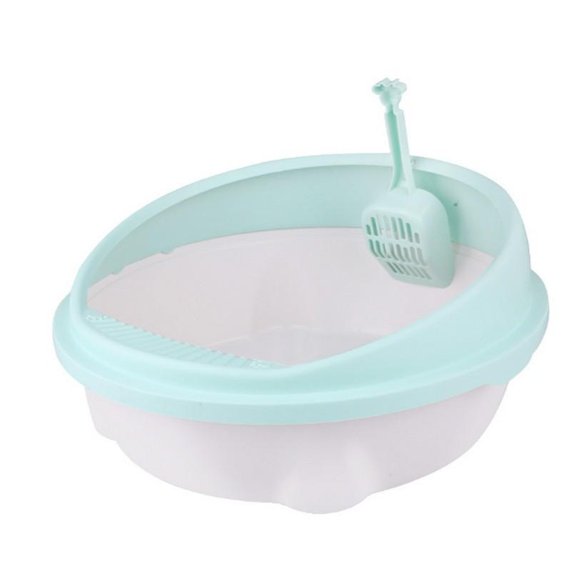 

Semi-enclosed pet litter box, easy to clean, thickened extra-large splash-proof cat toilet, round cat litter box. зелений