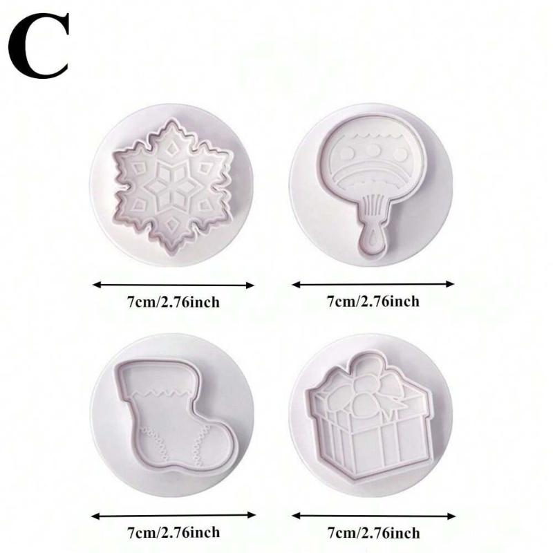 Christmas 3D Cookie Cake Plunger Cutter Santa Claus Snowman Elk Cookie Stamp for Biscuits Fondant Sugarcraft Decor Baking Tools