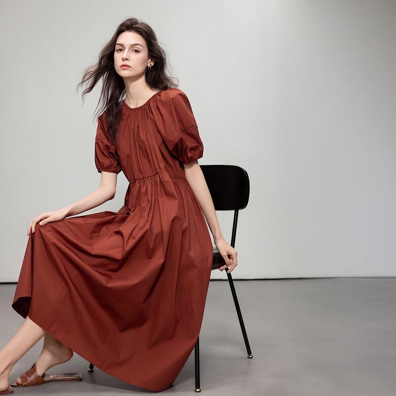 

Demana Oxygen Cotton French Pleated Puff Sleeve A-Line Dress L