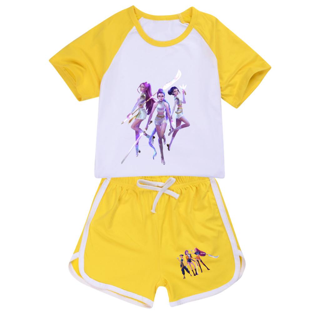 4968 Kids Girls POP Rumi Zoey Mira Print T-shirt Shorts Sport Tracksuit Clothes Set