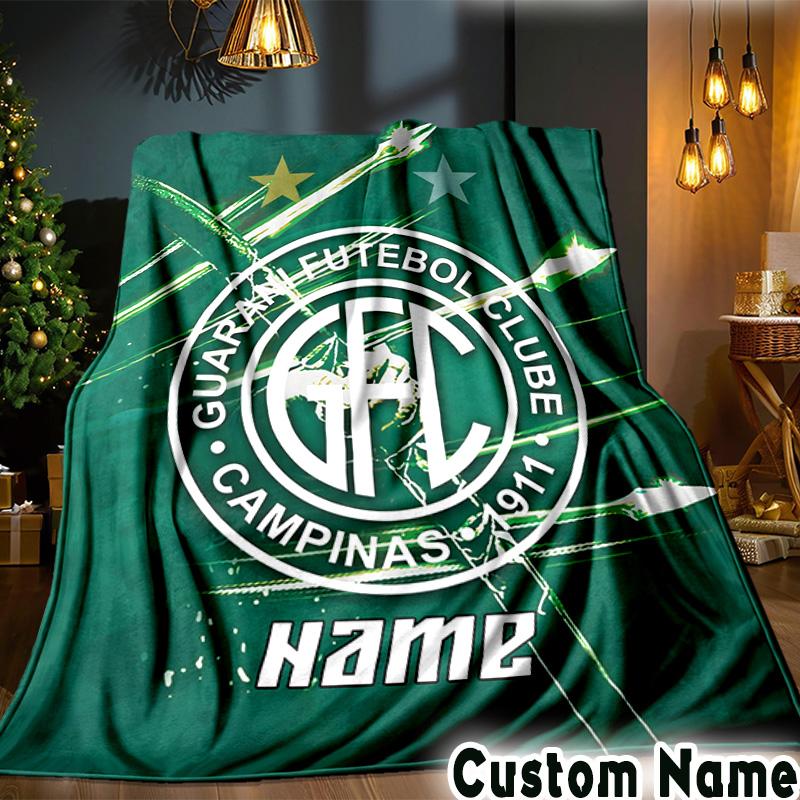 Custom Name Guarani FC Crest Throws Blanket Flannel Blankets for Couch Bed Gifts for Men Women Picnic blanket Christmas fan gifts