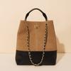 2025 New Cowhide Stitching Suede Grid Bucket Bag  Style Chain Portable Tote Single Shoulder Women