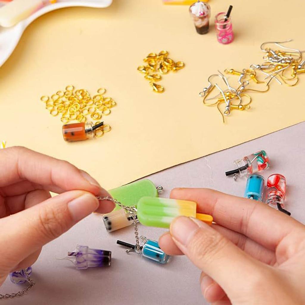 DIY Jewelry Components Milk Tea and Ice Cream Pendant Kits Jewelry Making Supplies Handmade Accessories for Women Girl