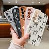 Bowknot Pattern Slim Matte Phone Case For Samsung S25 S24 FE S23 Ultra S22 A36 A56 A16 A55 A26 A35 TPU Leather Texture Soft Shockproof Bumper Cover