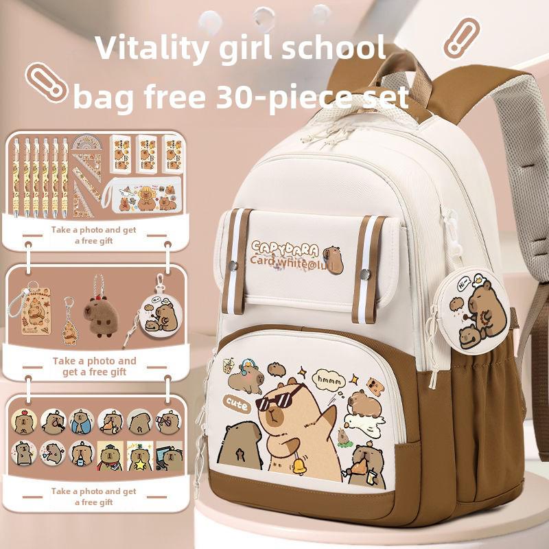 2024 Capybara Girls' Backpack: Stylish, Spacious & Perfect for Grades 1-6