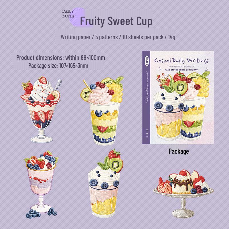 Ketchup Girl Japanese Diary Series: Large Realistic Embroidered Food Theme Card Sticker Pack (6 Designs)
