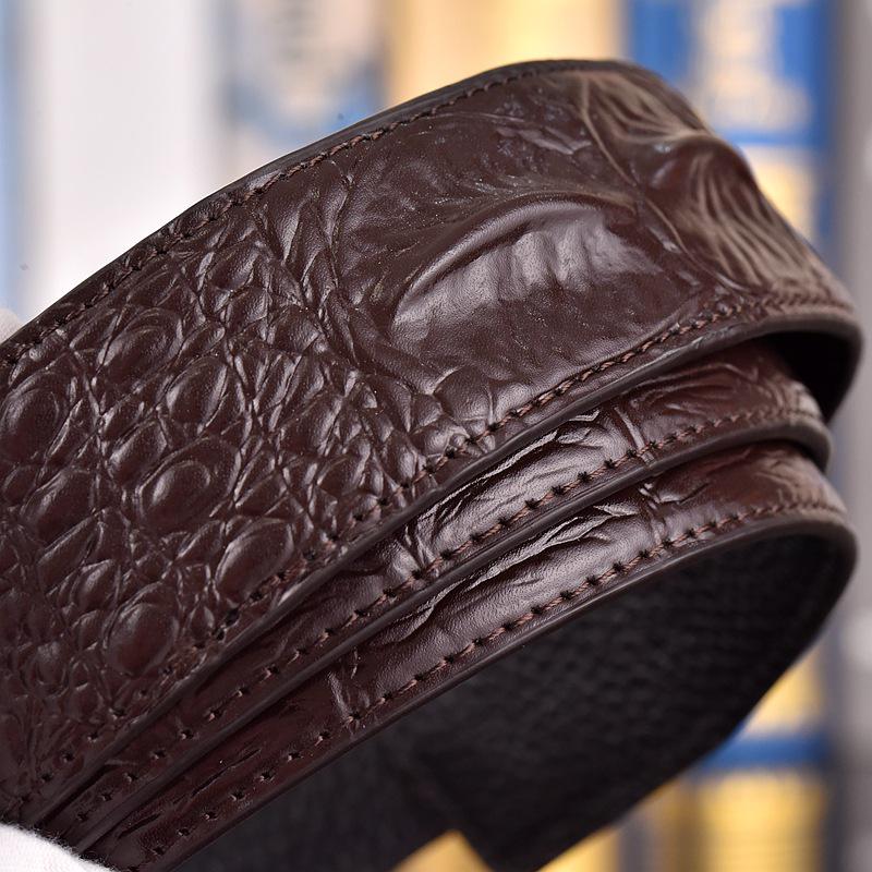 Crocodile Pattern Headless Men's Leather Belt, Perforated Belt Strip, Genuine Top-Layer Cowhide.