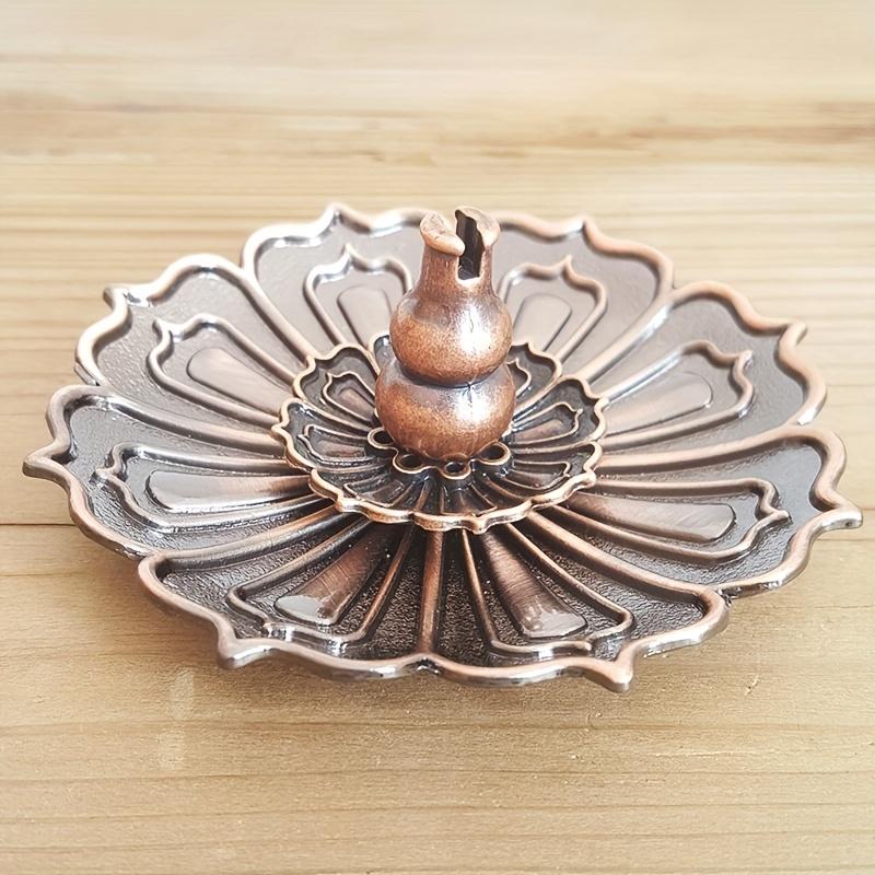 1pc,Elegant Metal Lotus Incense Holder,Gourd-Shaped Cone and Stick Incense Compatible, Decorative Copper (Without Incense)