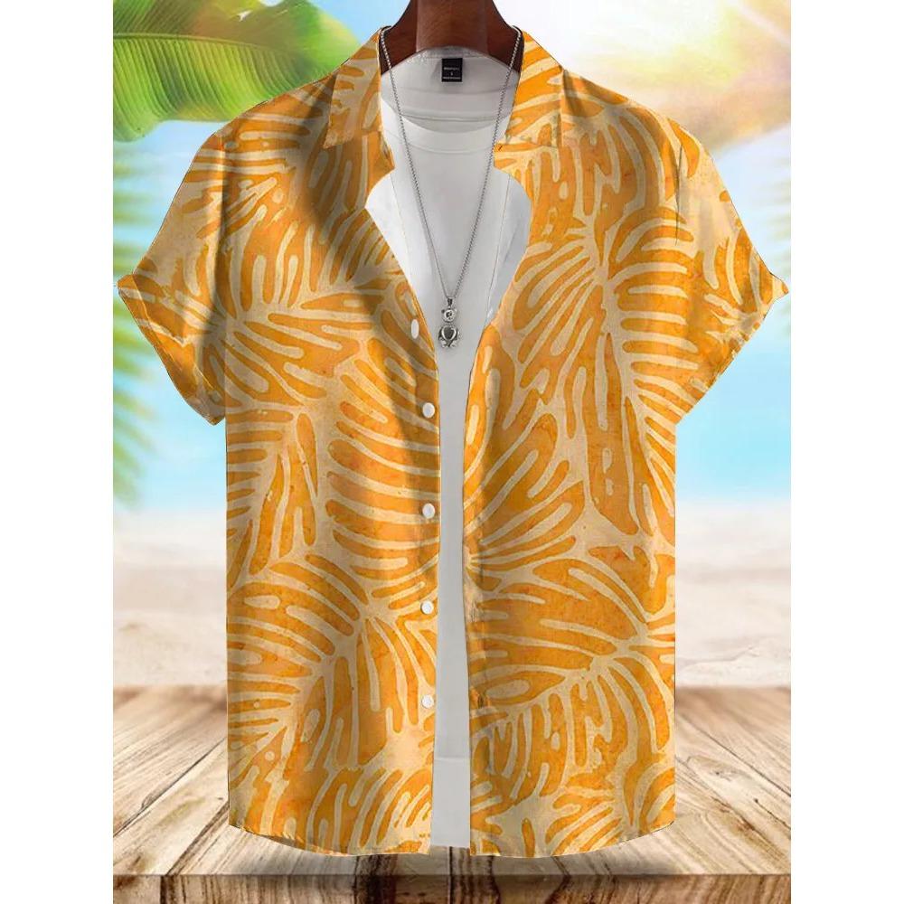 Seaside Hawaiian Style Men's Shirt Summer Vacation Casual Men's Short-sleeved Shirt Outdoor Beach Loose Comfortable Men's Shirt
