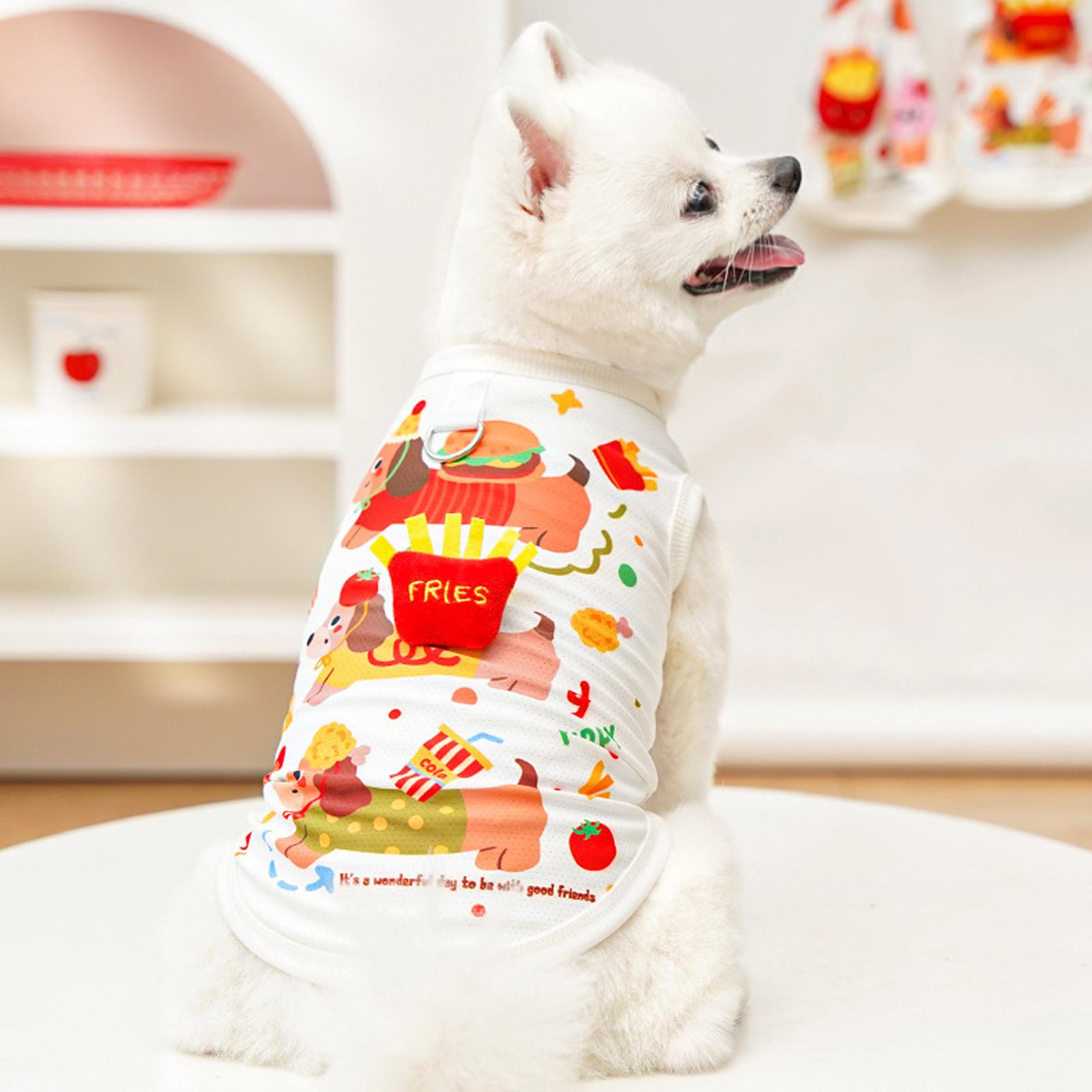

New Cute Cartoon Pet Clothes Hamburger Fries Print Sleeveless Vest Breathable Thin Pet Clothing Pet Supplies S красный