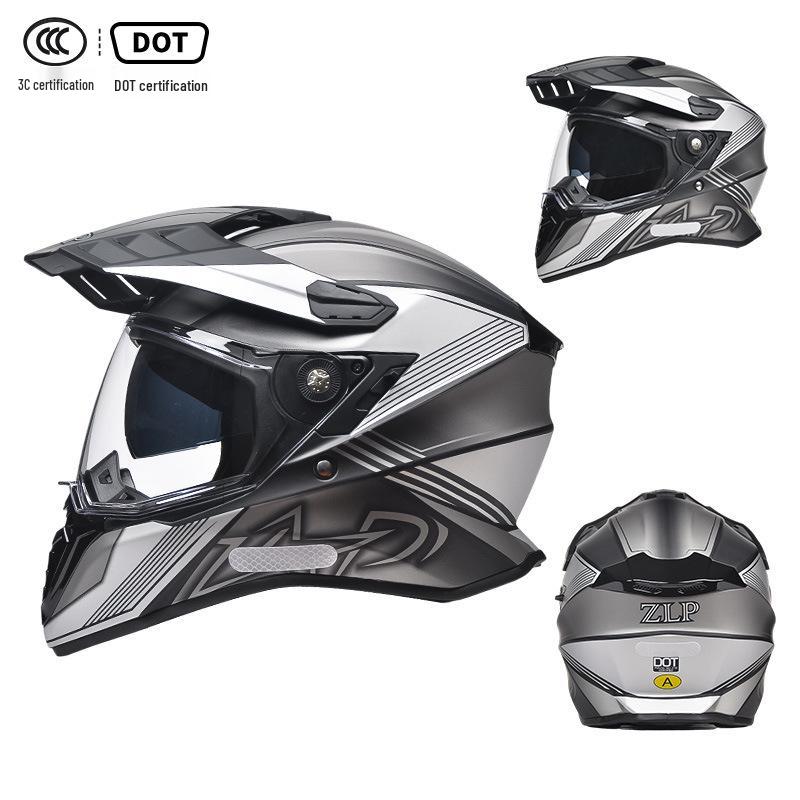 A-Class Unisex Motorcycle Helmet: Double Visor Full Face for Touring & Off-Road Use