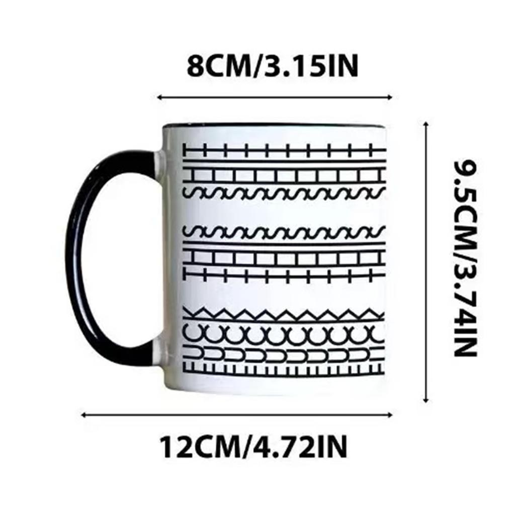 Hidden Message Coffee Mug - Sarcastic Novelty Cup with Black Geometric Design, Hand Wash Only, Funny Office Gag Gift , Coffee Cup
