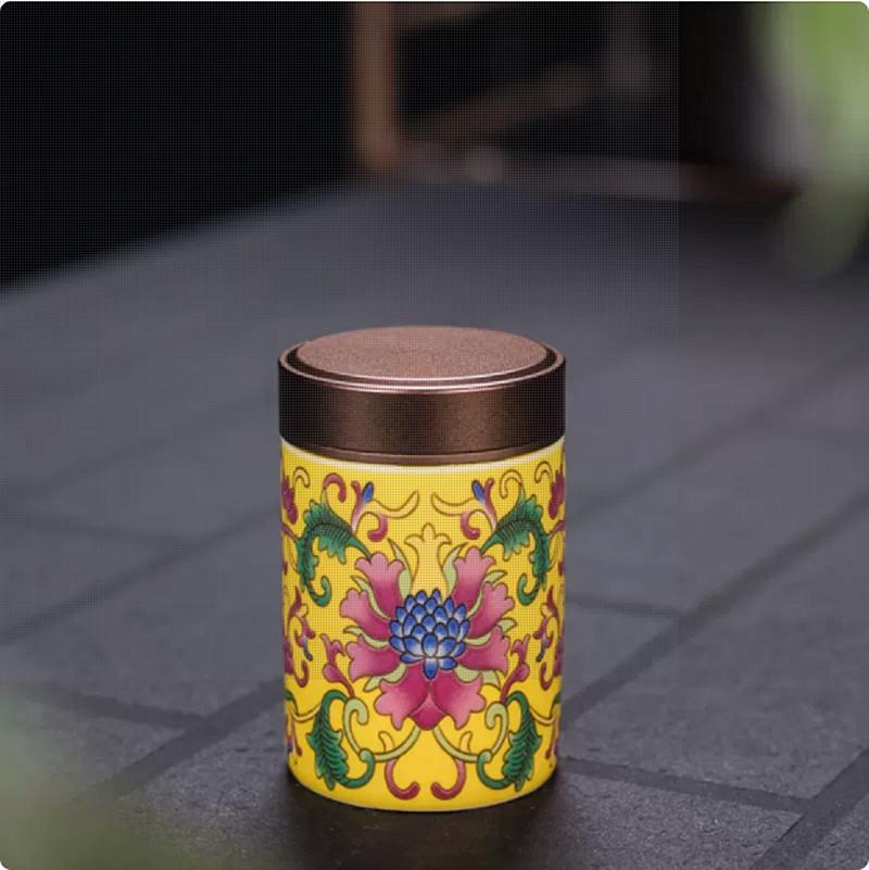 Exquisite Pastel Ceramic Tea Caddy Portable Travel Sealed Tea Boxes Tea Jar Storage Tank Coffee Canister Spice Candy Containers