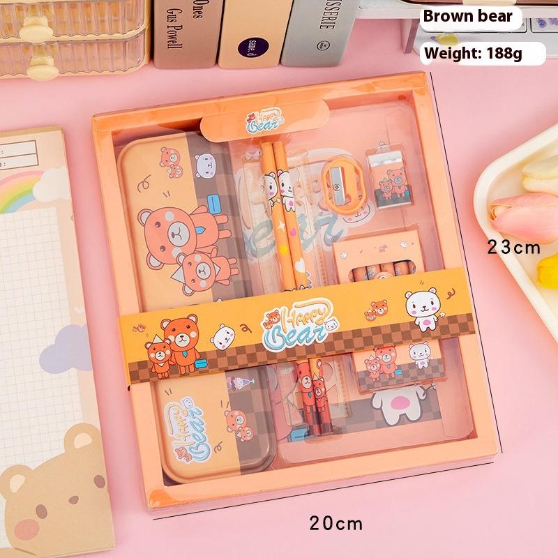 

7 in 1 t Cute Cartoon Capybara Pencil Box Stationery Set Kawaii Eraser Pencil Sharpener Children Student Stationery Supplies