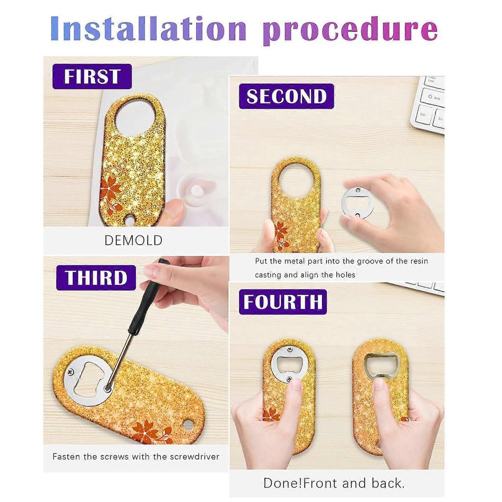 Resin Opener Accessory with 10 Pcs Steel Insert Part Bottle Mold Beer Silicone Casting DIY Epoxy Corkscrew Kit Set