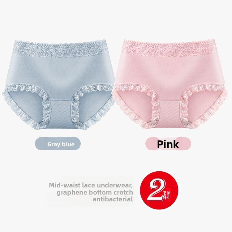2 Pcs Women Panties Cotton Lingeries Female Breathable Cotton Underwear Comfortable Ladies Lace Girls Briefs Solid Color