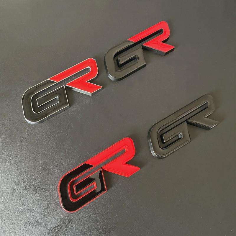 3D Metal Black Red Logo GR Emblem Letters Car Front Grill Badge For Toyota Hilux CHR Corolla Yaris GR Sticker Accessories OO4