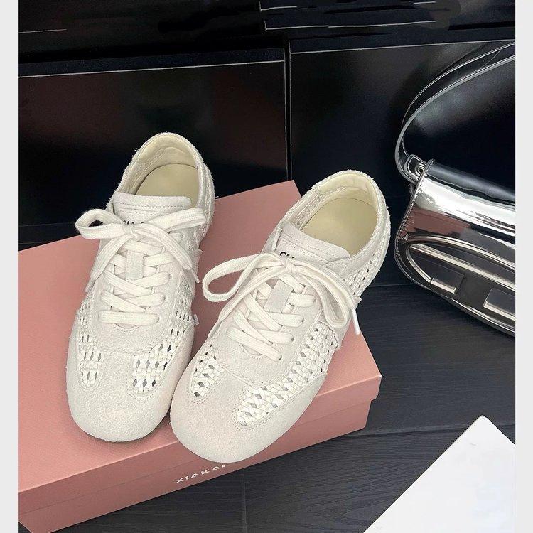 2025 Sommer neue Mesh atmungsaktive weiche Sohle vielseitige Forrest Gump Schuhe Damen Retro Leder Casual Sport Trainingsschuhe