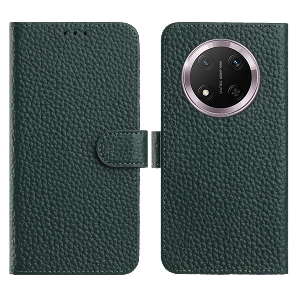 For Honor Magic7 Lite 5G/X9c 5G/X60 Pro 5G Case Wallet Stand Litchi Texture Genuine Cow Leather Flip Phone Cover