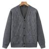 Herren V-Ausschnitt Jacquard Strick Cardigan Pullover für Frühling/Herbst