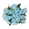 18Heads Mini Poeny Artificial Flower Multicolor Green Leaves Decorative Flower Scene Landscaping Photo Props