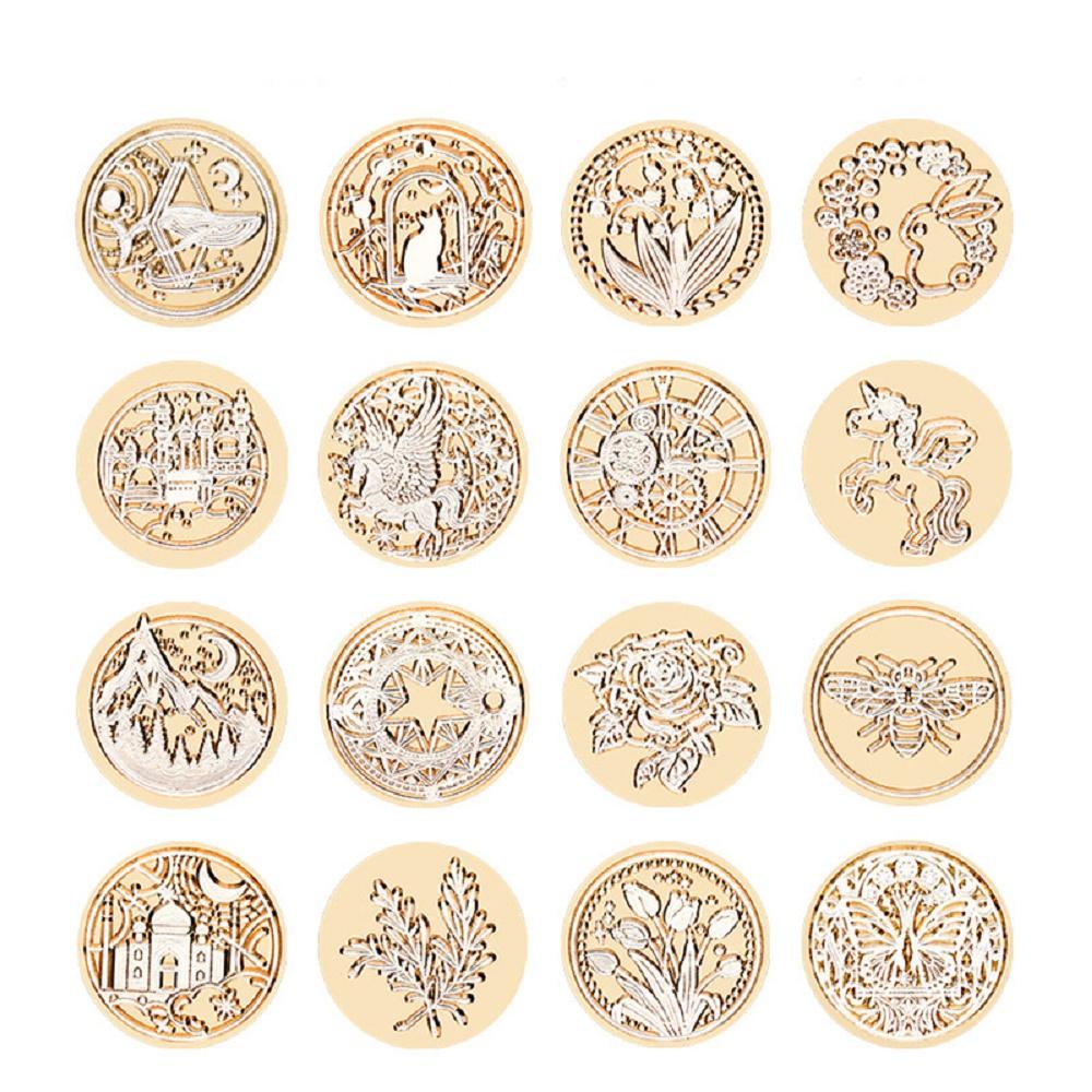 Wax Seal Stamp Retro Sealing Wax Stamp Sky Lotus Rose Pattern Replace Head Flowers Leaf Decorate Gift Sealing Stamp Head HCZ001