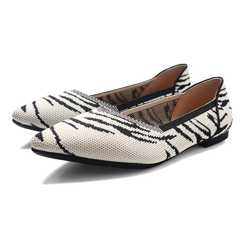 Spring and autumn flying knitting single shoes Doudou shoes flat bottom women's floating shoes boat shoes pregnant women knitted flying thread