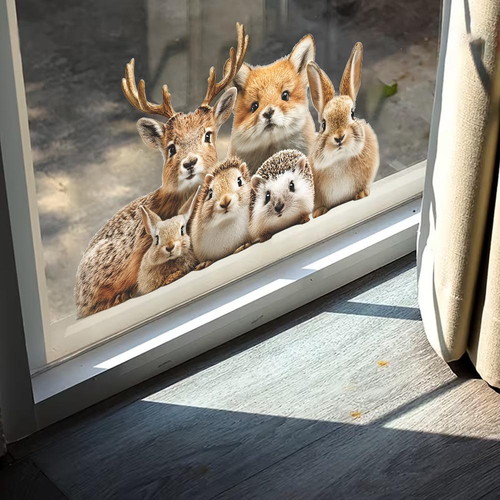 Entzückende Waldtier-Party Wohnzimmer Esszimmer Zuhause Glastüren und Fenster Dekoration Aufkleber