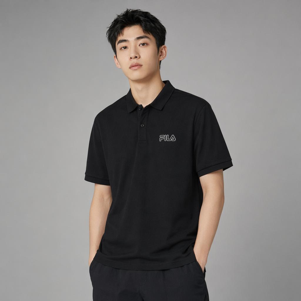 FILA Heritage Casual Sports Polo Shirt Men tops Black F61M628101FBK