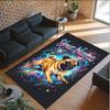 Pug Theme Crystal Velvet Floor Rug Personalized Custom Name Text Warm Carpet Home Decoration