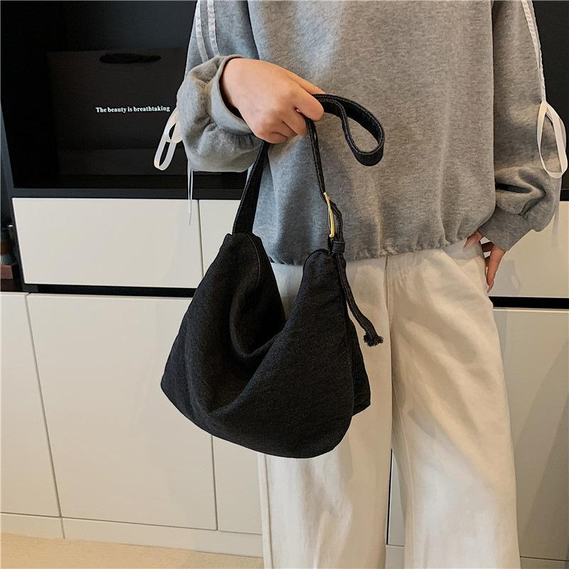 Spring Casual Tote Bag Large-capacity Single-shoulder Bag Women's Simple Canvas Crossbody Bag