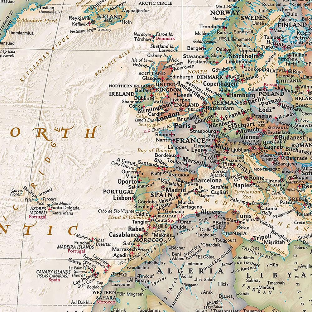 24*36inch/18*29inch Die Vintage Weltkarte Malerei Retro Wandkunst Poster Schulbedarf Heimdekoration,Tourismus/Bildungsmaterial