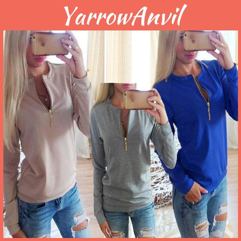 Elegantní dámská ležérní mikina s výstřihem do V a dlouhým rukávem v nadčasovém stylu