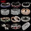 Fashion Women Crystal Wedding Bracelets & Bangles Full Shiny Rhinestone Bride Love Charm Link Chain Bracelet Jewelry