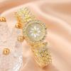 Women's Luxury Full Diamond Compact Five-piece Accessory Set Gift Box Versatile Quartz Wrist Watch