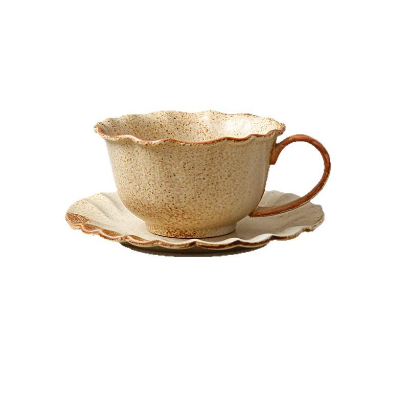 Wabi-Sabi Ceramic Coffee Cup & Saucer Set: Exquisite, High-End Latte Cup Perfect for Afternoon Tea