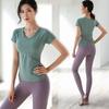 V-neck T-shirt with Chest Pad Quick-Dry Sports Split Yoga Suit