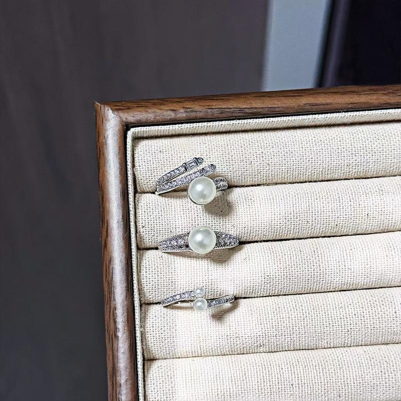 Niche Design Double-Headed Zircon Bead Ring Light Luxury High-End Open Index Finger Ring Fashion Jewelry