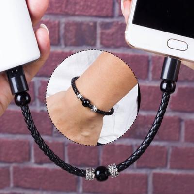 Faux Leather Braided USB Type-C Charging Bracelet Micro Cable Data Sync Cord