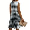 Women's Casual Round-neck Checkered Loose Dress