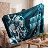 Erling Haaland Personalized Fleece Blanket With Football Logo, Custom Name Text Soft Warm Home Throw Blanket